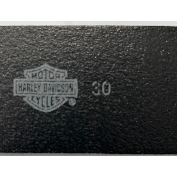 Harley Davidson Mens Black Leather Belt Strap Debossed Logo 30 Biker No Buckle - Picture 3 of 12
